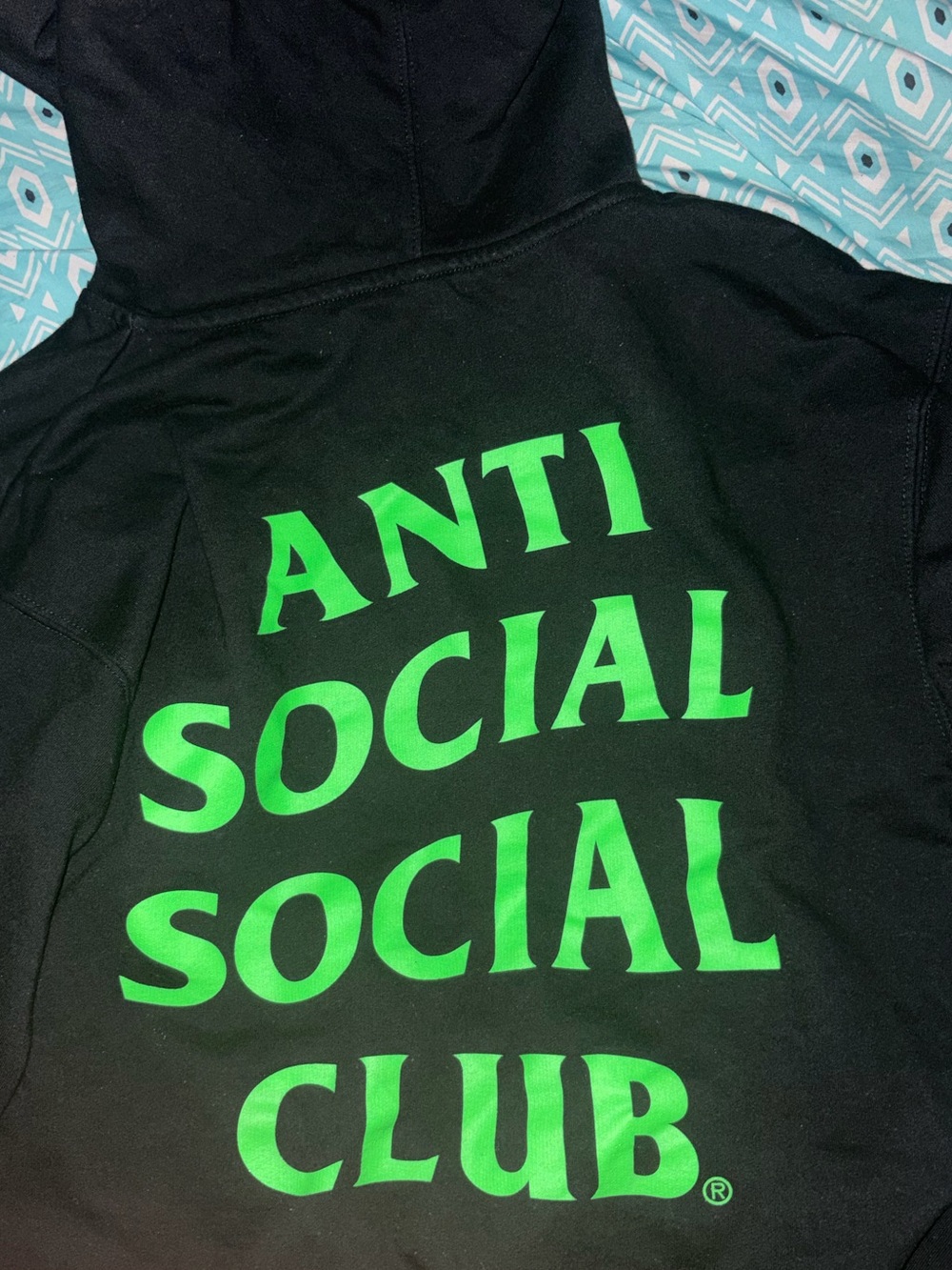 Anti Social Social Club Black Zip-Up Sweater with Neon Green Logo